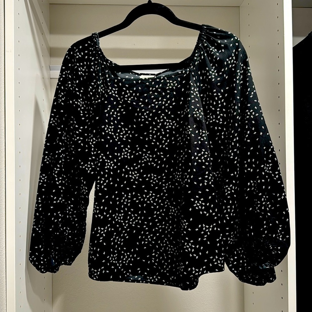 Black floral blouse